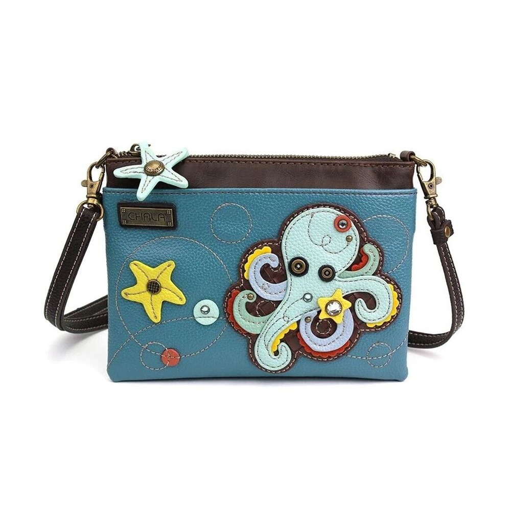 Chala Mini Crossbody Handbag Purse Adjustable Strap - Octopus, Blue